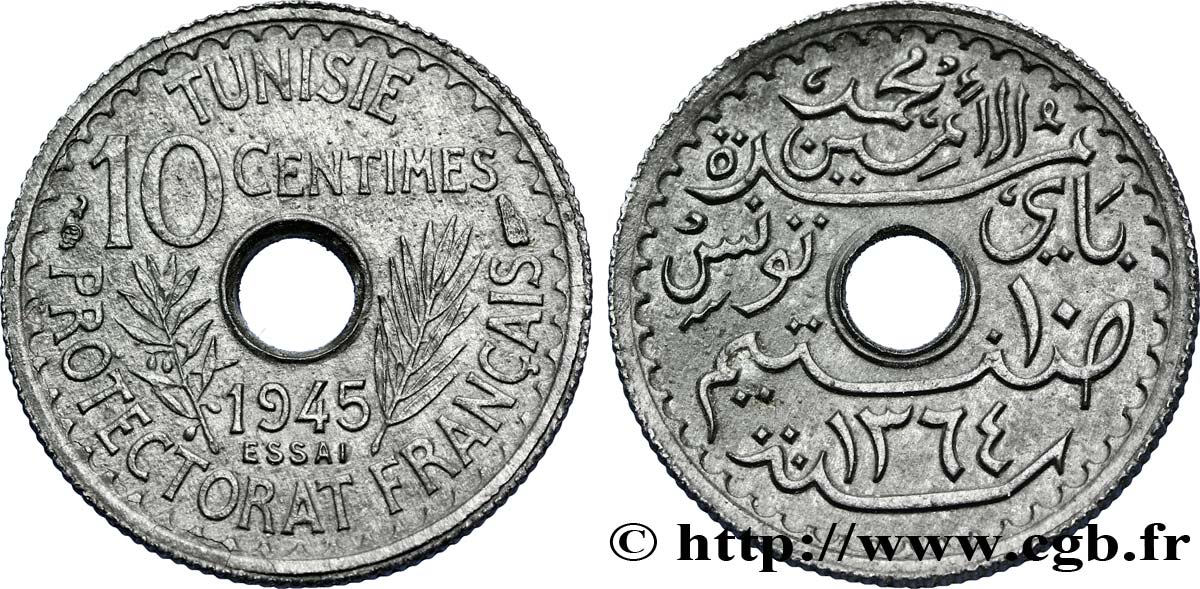 TUNISIA - French protectorate Essai de 10 Centimes 1945 Paris MS 
