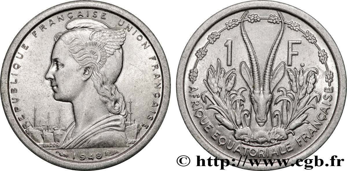 FRENCH EQUATORIAL AFRICA - FRENCH UNION 1 Franc Union Française 1948 Paris AU 
