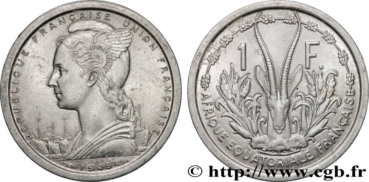 FRENCH EQUATORIAL AFRICA - FRENCH UNION / UNION FRANÇAISE 1 Franc Union Française 1948 Paris AU 