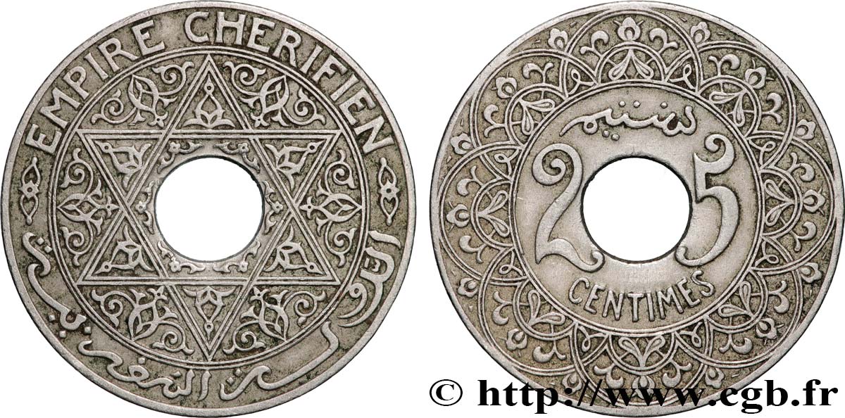 MARUECOS 25 Centimes Empire Chérifien N.D. Paris MBC 