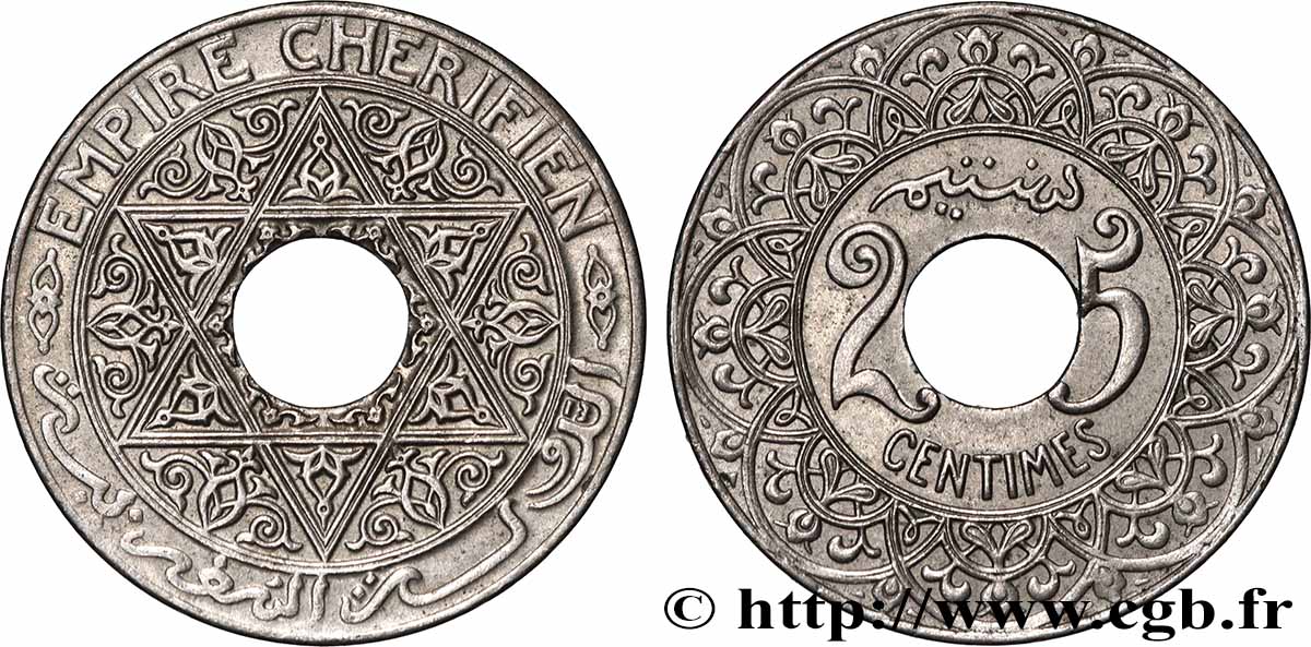 MAROKKO 25 Centimes Empire Chérifien N.D. Paris VZ 