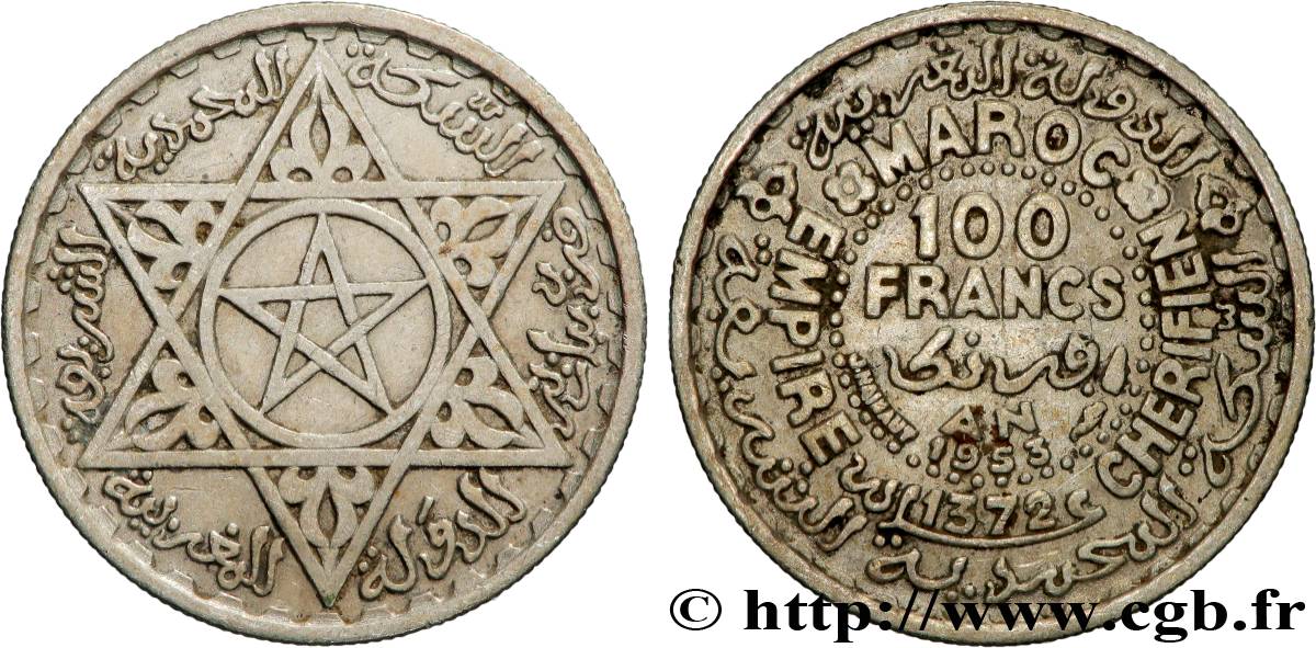 MAROC - PROTECTORAT FRANÇAIS 100 Francs AH 1372 1953 Paris TTB 