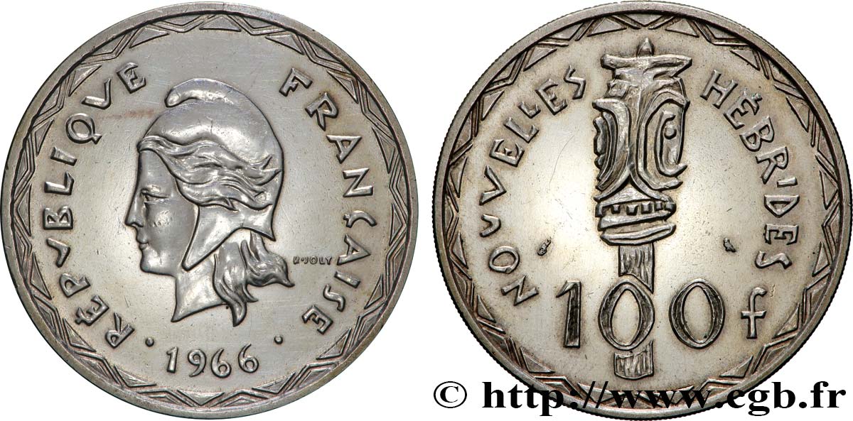 NEUE HEBRIDEN (VANUATU ab 1980) 100 Francs 1966 Paris fVZ 