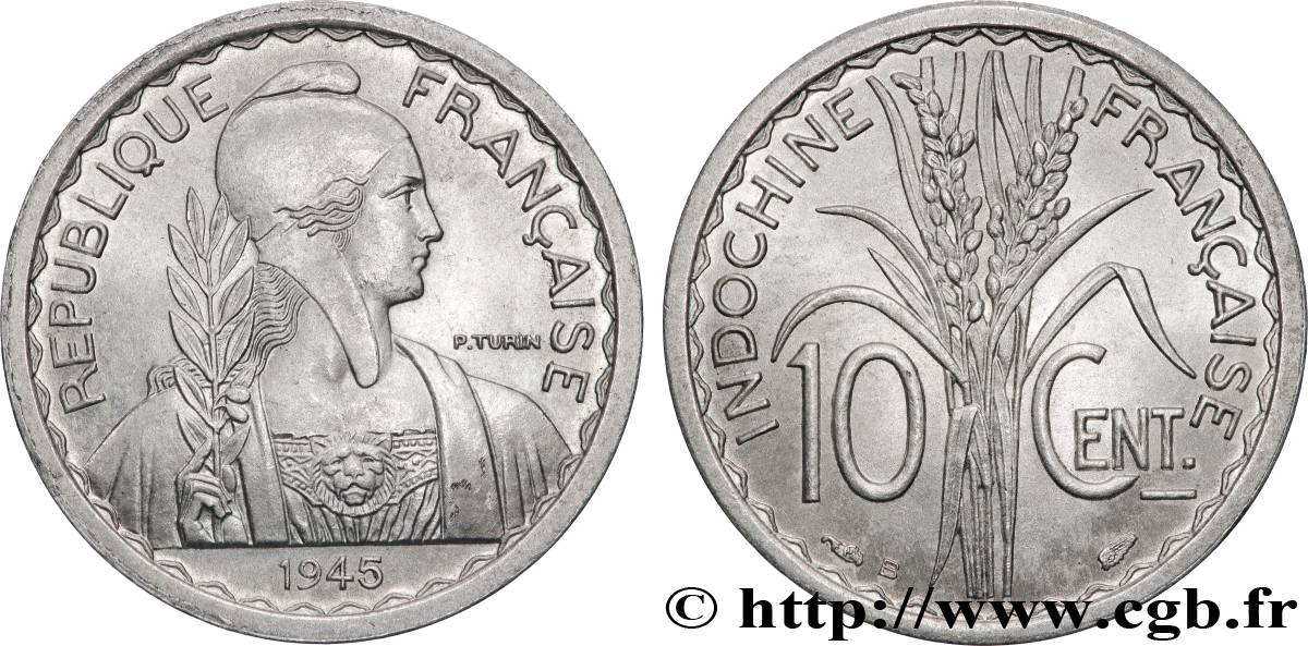 FRENCH INDOCHINA 20 Centièmes 1945 Beaumont-le-Roger MS 