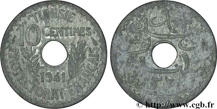 TUNISIA - Protettorato Francese 10 Centimes 1942 Paris MS 
