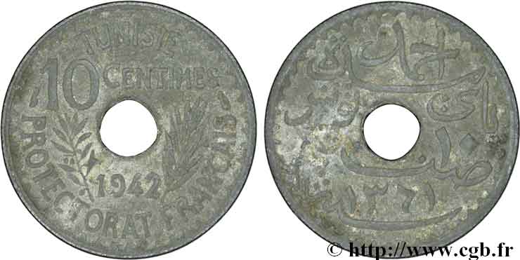 TUNESIEN - Französische Protektorate  10 Centimes 1942 Paris S 