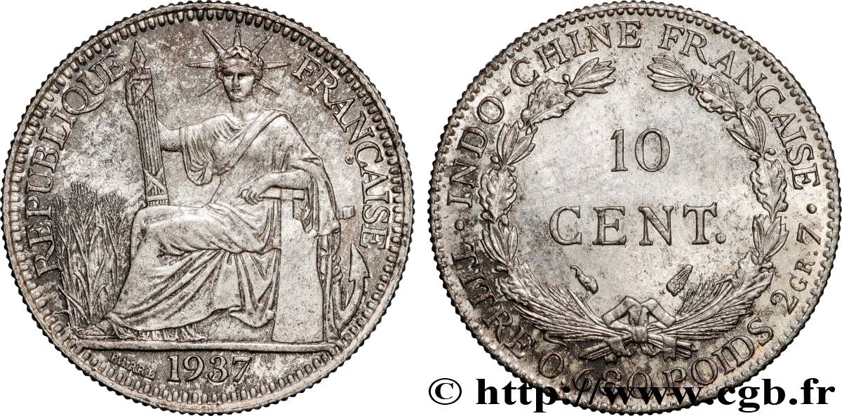 FRENCH INDOCHINA 10 Centièmes 1937 Paris MS 
