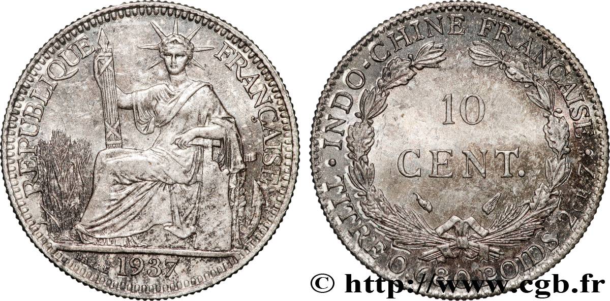 FRENCH INDOCHINA 10 Centièmes 1937 Paris MS 