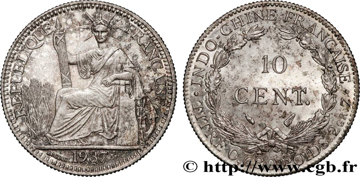 FRENCH INDOCHINA 10 Centièmes 1937 Paris MS 