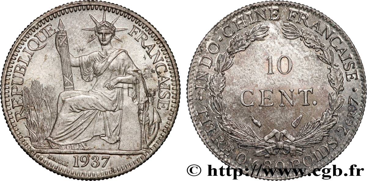 FRENCH INDOCHINA 10 Centièmes 1937 Paris MS 