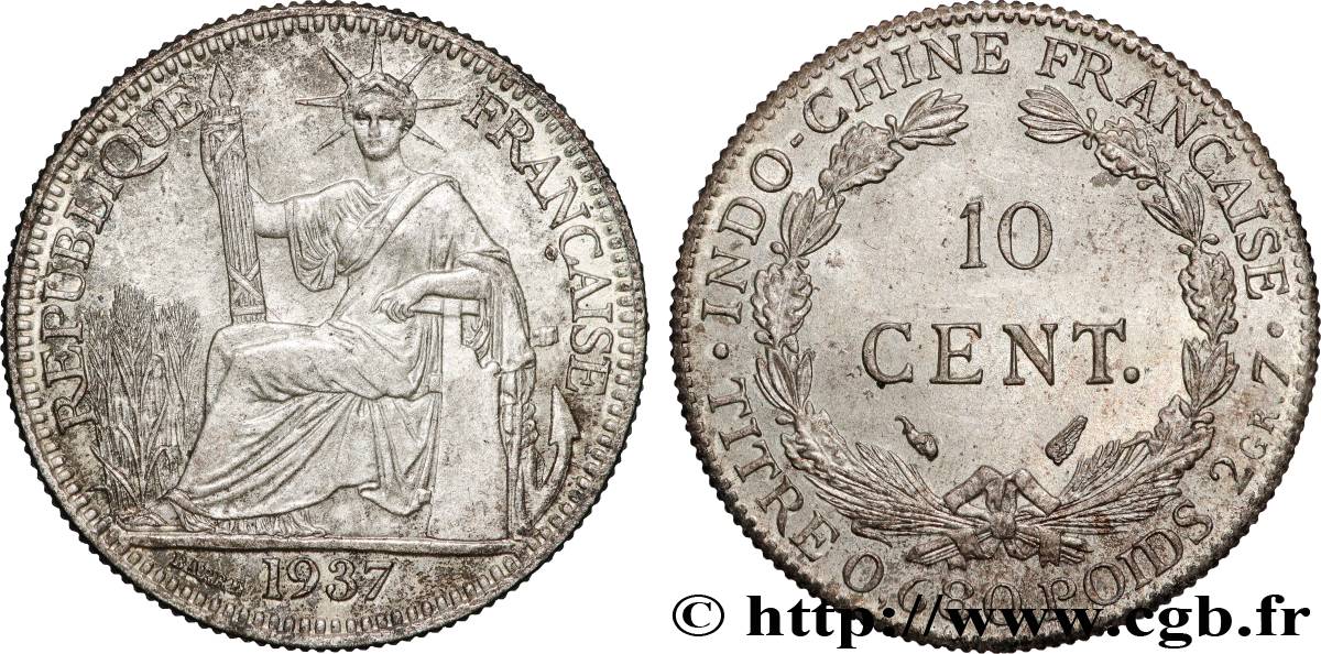 FRANZÖSISCHE-INDOCHINA 10 Centièmes 1937 Paris fST 
