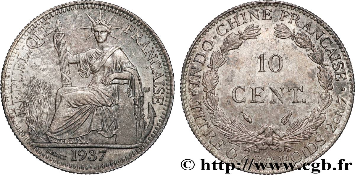 FRENCH INDOCHINA 10 Centièmes 1937 Paris MS 