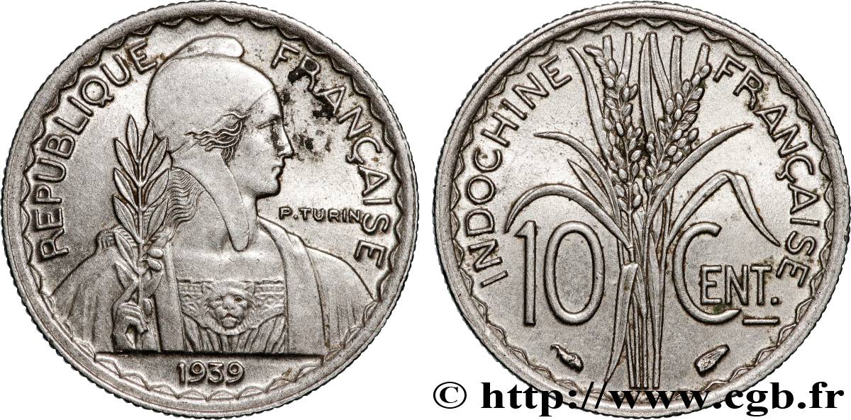 FRANZÖSISCHE-INDOCHINA 10 Centièmes 1939 Paris VZ 