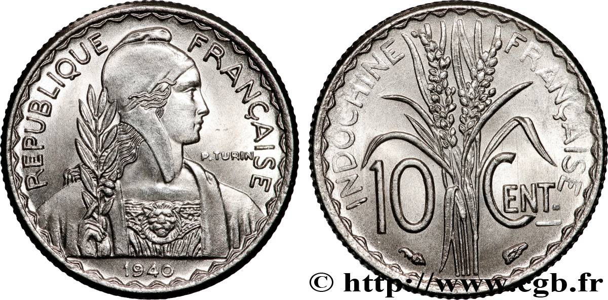 FRENCH INDOCHINA 10 Centièmes 1940 Paris MS 