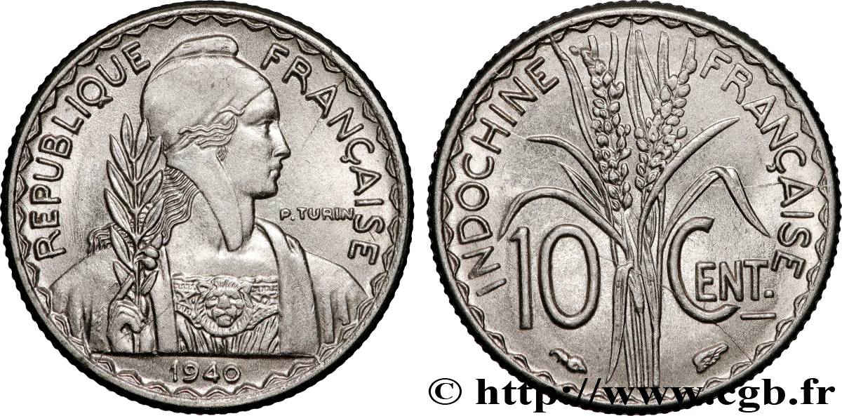 FRANZÖSISCHE-INDOCHINA 10 Centièmes 1940 Paris fST 