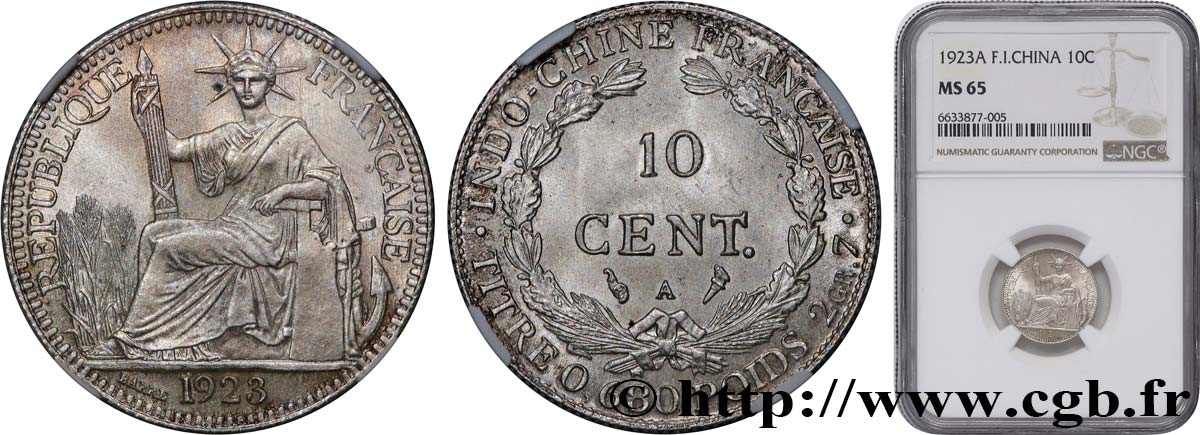 INDOCHINE FRANÇAISE 10 Centièmes 1923 Paris FDC65 NGC
