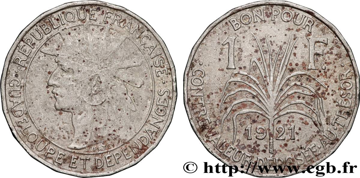 GUADELUPA Bon pour 1 Franc 1921  q.BB 