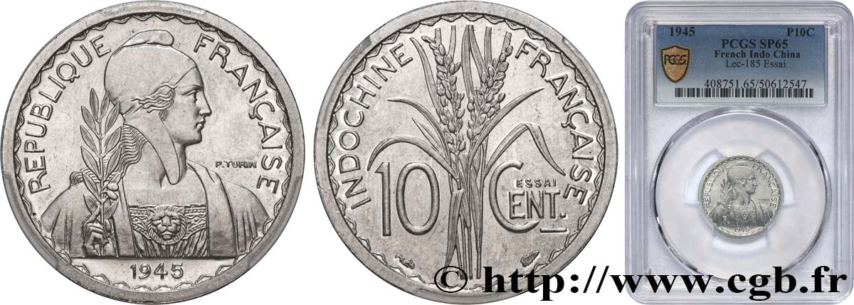 INDOCHINE FRANÇAISE Essai de 10 Centièmes 1945 Paris FDC65 PCGS