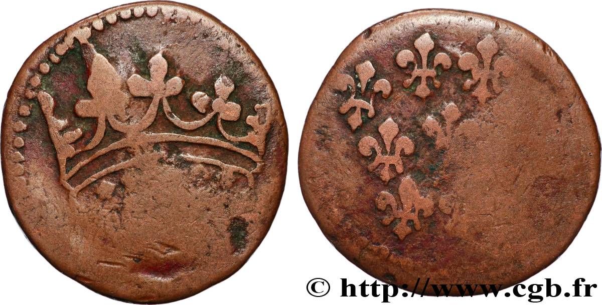 ÎLES DE FRANCE ET BOURBON - LOUIS XV 1 Sol variété à 6 globules dans la couronne n.d. Pondichéry VF 