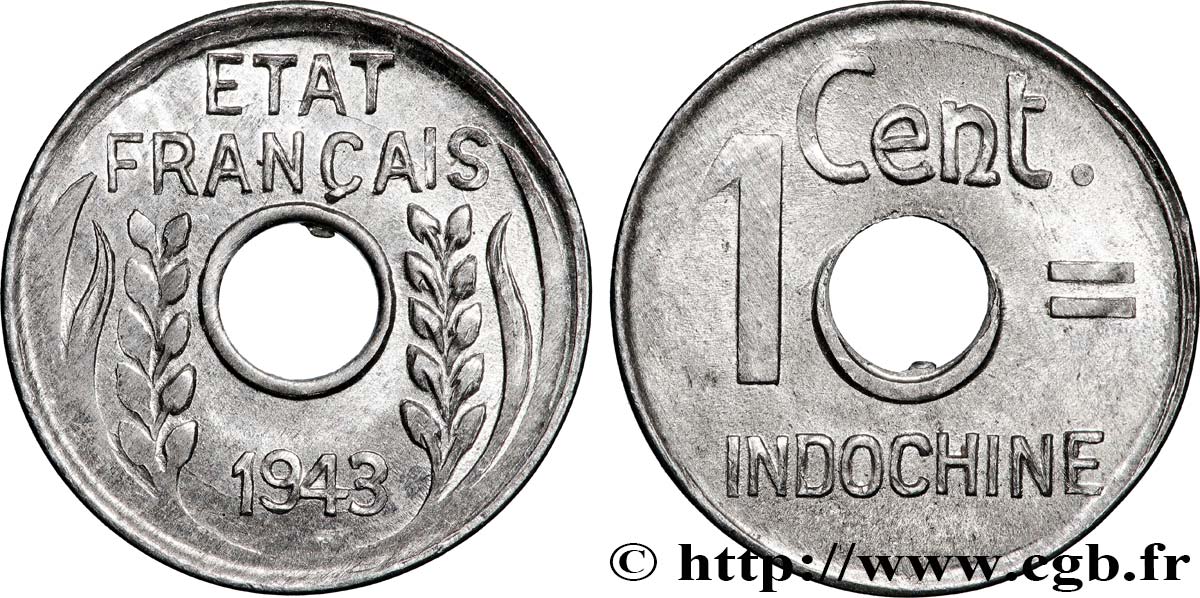 FRENCH INDOCHINA 1 Centième 1943 Hanoï MS 