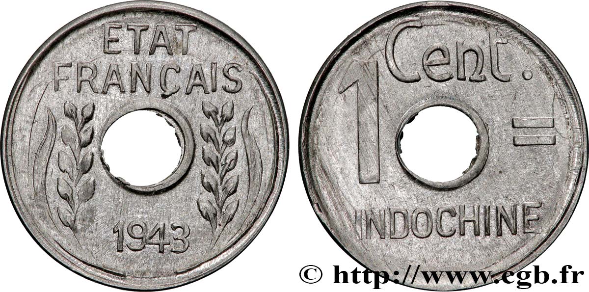 FRENCH INDOCHINA 1 Centième 1943 Hanoï MS 