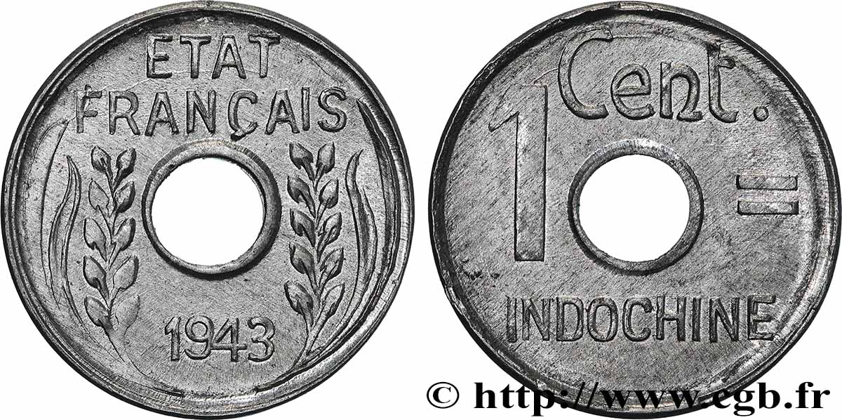 FRENCH INDOCHINA 1 Centième 1943 Hanoï MS 