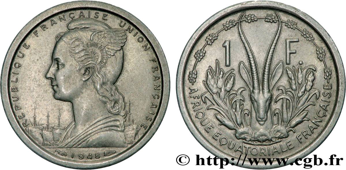 AFRIQUE ÉQUATORIALE FRANÇAISE - UNION FRANÇAISE 1 Franc Union Française 1948 Paris SUP 