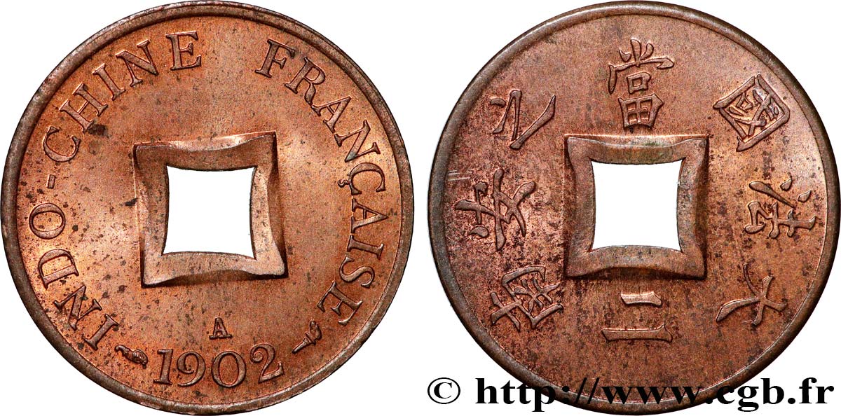 INDOCINA FRANCESE 1 Sapèque (1/500 de Piastre) 1902 Paris SPL 
