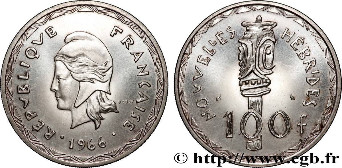 NEW HEBRIDES (VANUATU since 1980) 100 Francs 1966 Paris AU 