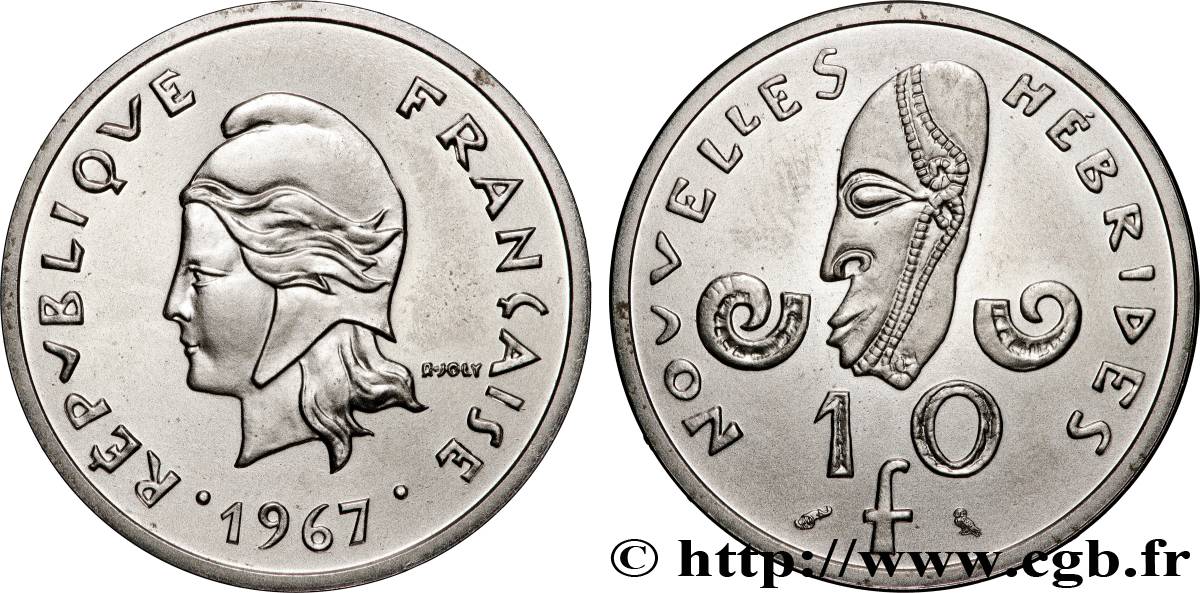 NEW HEBRIDES Piéfort 10 Francs Nickel 1967 Paris MS 