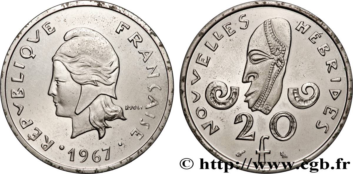 NUOVO EBRIDI (VANUATU dopo1980) Piéfort de 20 Francs Nickel 1967 Paris SPL 