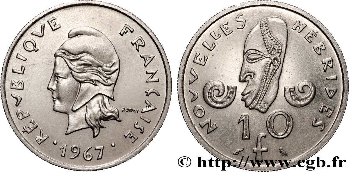 NOUVELLES HÉBRIDES (VANUATU depuis 1980) 10 Francs 1967 Paris SUP 
