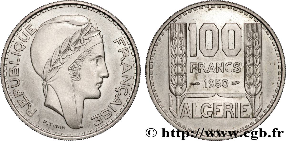 ALGÉRIE Essai 100 Francs Turin   1950  SPL 
