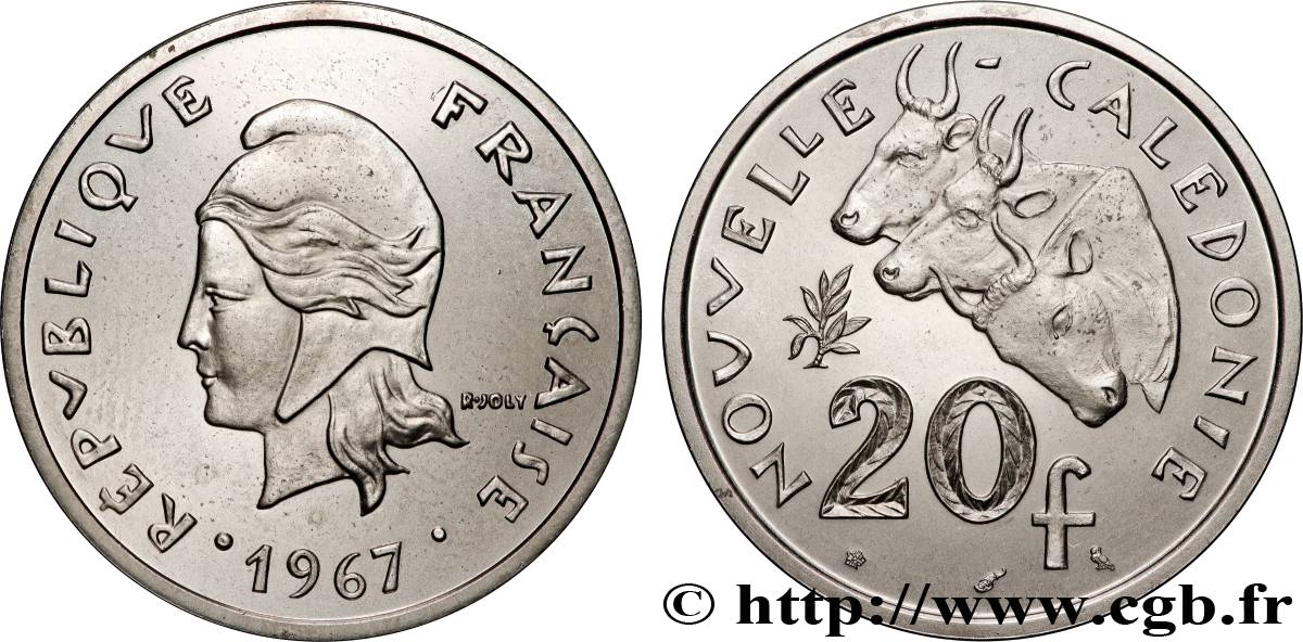 NEW CALEDONIA Piéfort 20 Francs Pacifique 1967 Paris MS 