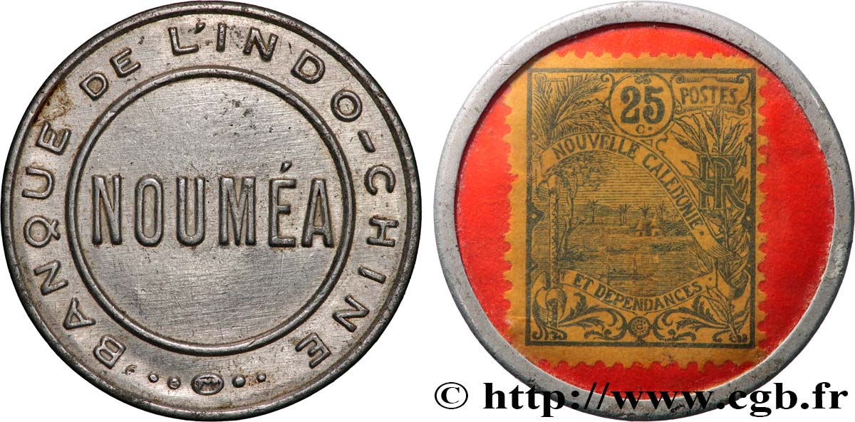 NOUVELLE CALÉDONIE 25 Centimes (Timbre-Monnaie) Banque de l’Indochine - Nouméa ND (1922)  SUP 