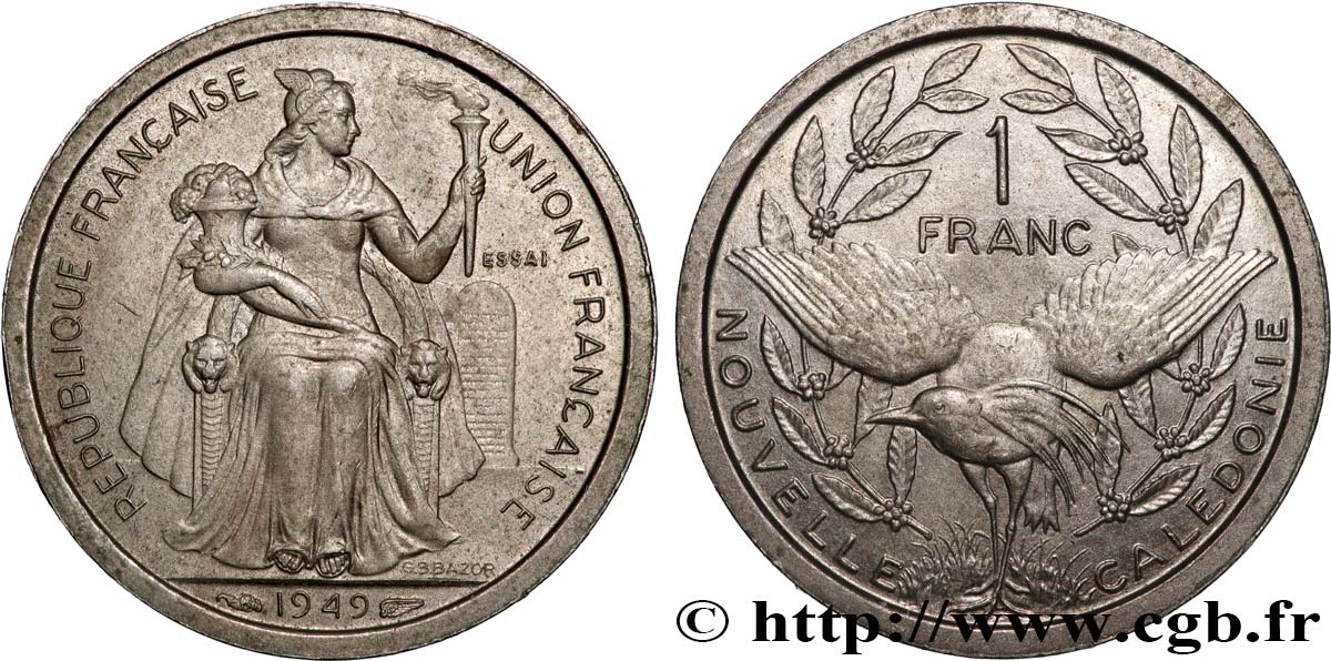 NOUVELLE CALÉDONIE Essai de 1 Franc 1949 Paris SPL 