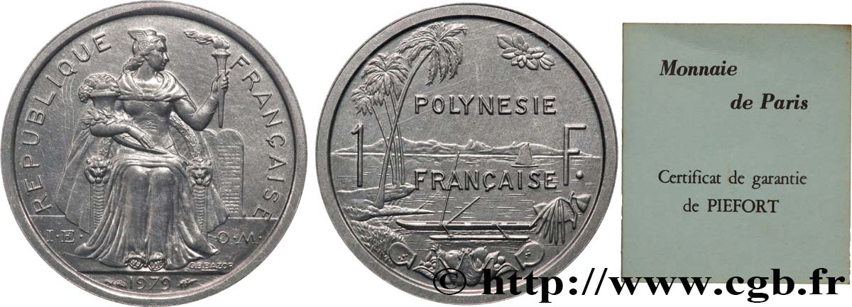 FRENCH POLYNESIA Piéfort de 1 Franc I.E.O.M. 1979 Paris MS 