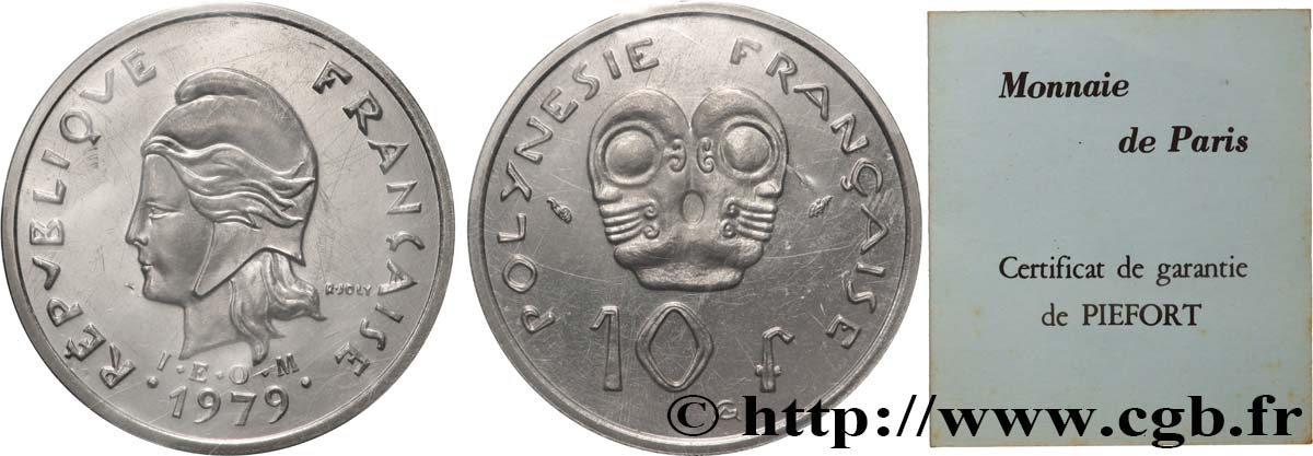 FRENCH POLYNESIA Piéfort de 10 Francs I.E.O.M. 1979 Paris MS 