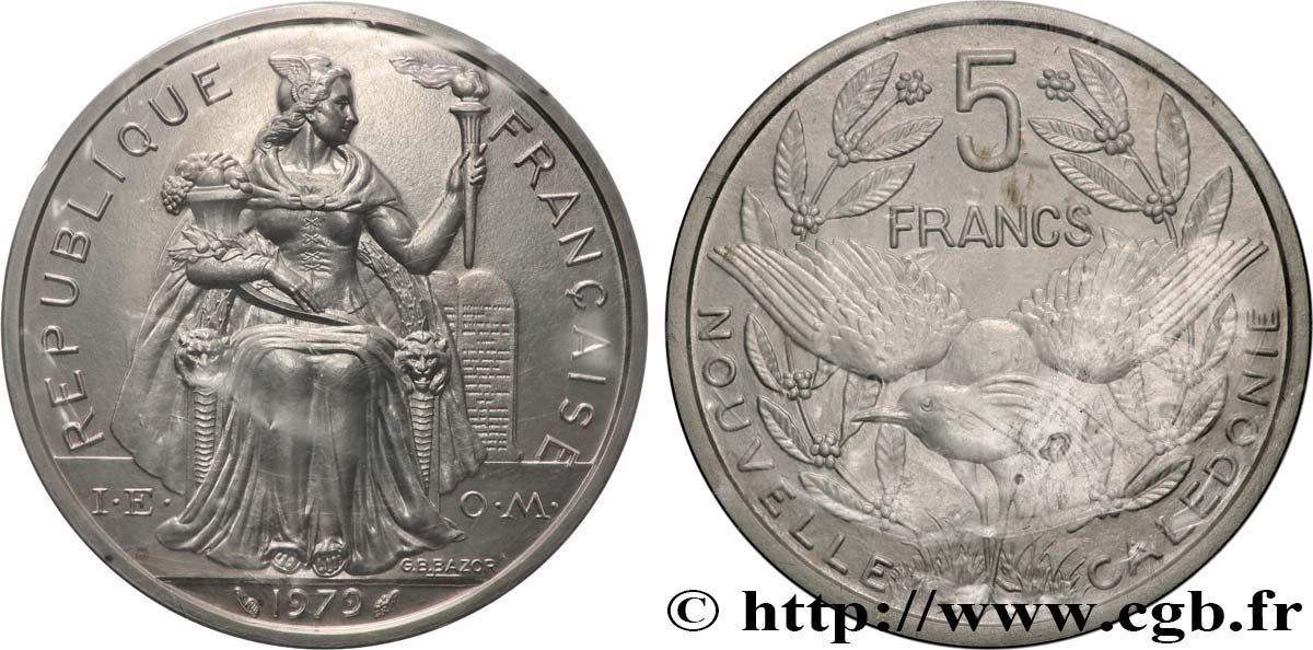 NOUVELLE CALÉDONIE Piéfort 5 Francs I.E.O.M. 1979 Paris FDC 