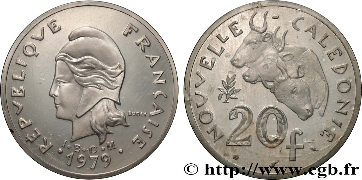 NOUVELLE CALÉDONIE Piéfort 20 Francs I.E.O.M. 1979 Paris FDC 