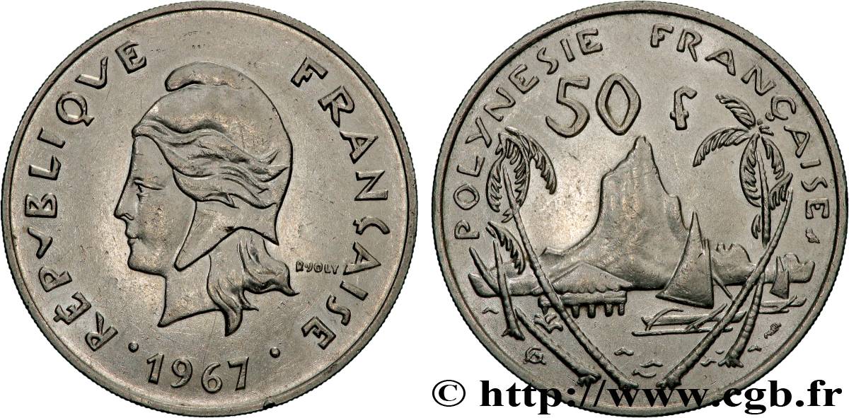 FRENCH POLYNESIA 50 Francs I.E.O.M. 1967 Paris AU 