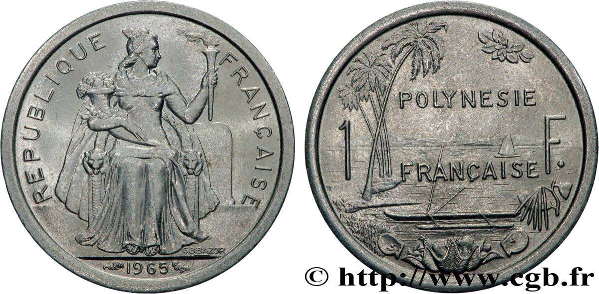 FRENCH POLYNESIA 1 Franc 1965 Paris AU 