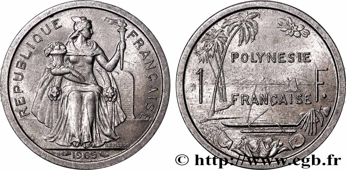 POLYNÉSIE FRANÇAISE 1 Franc 1965 Paris SUP 