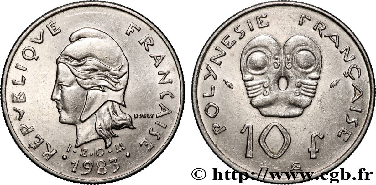 FRENCH POLYNESIA 10 Francs I.E.O.M. 1983 Paris AU 