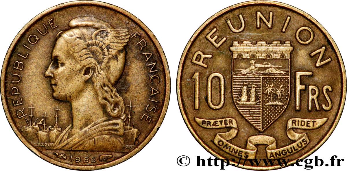 ÎLE DE LA RÉUNION 10 Francs 1955 Paris TTB 