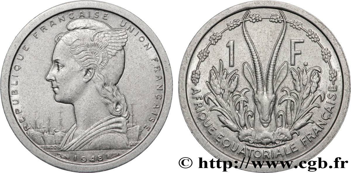 AFRIQUE ÉQUATORIALE FRANÇAISE - UNION FRANÇAISE 1 Franc Union Française 1948 Paris SUP 
