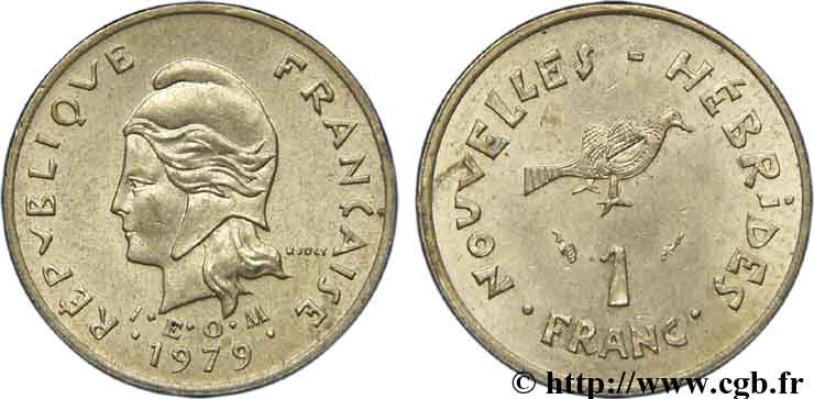 NEW HEBRIDES (VANUATU since 1980) 1 Franc 1979 Paris AU 