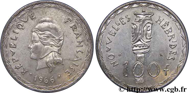 NEUE HEBRIDEN (VANUATU ab 1980) 100 Francs 1966 Paris SS 