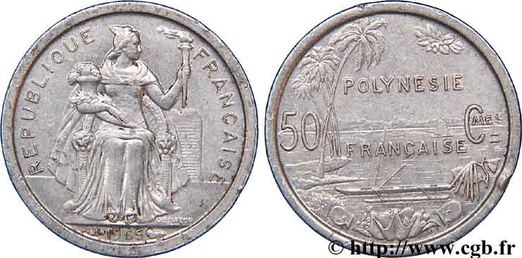 POLINESIA FRANCESA 50 centimes 1965 Paris MBC 