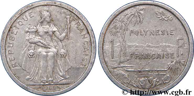 POLINESIA FRANCESE 1 franc 1965 Paris q.BB 